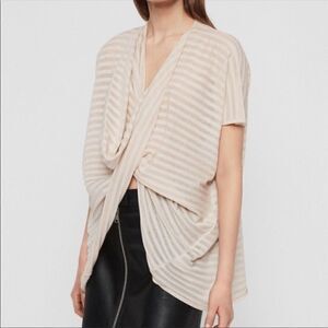 AllSaints Women’s itat striped crisscross top size XS-S, NWT